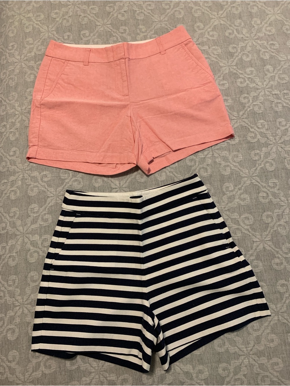 BUNDLE J. Crew Pink & Navy-White Striped Shorts (Size 4)